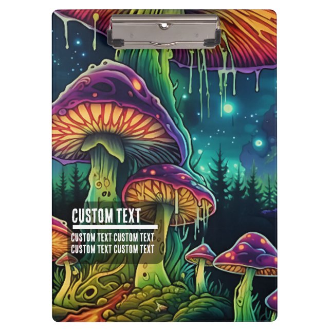 Pranchetas Custom Text Trippy Mushroom Forest Fantasy Art (Frente)