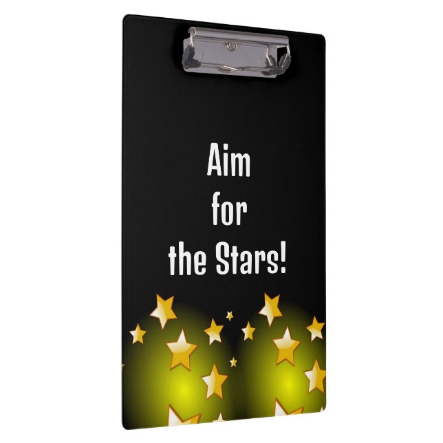 Pranchetas Cute Aim for the Stars Yellow Black Clipboard  (Direita)
