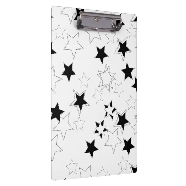 Pranchetas Cute Black & White Stars Clipboard  (Direita)
