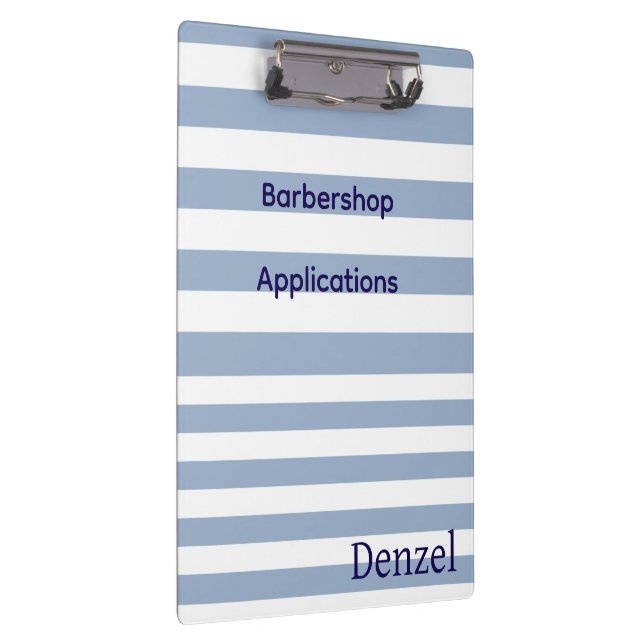 Pranchetas Cute Blue & White Stripe Barbershop Clipboard  (Direita)