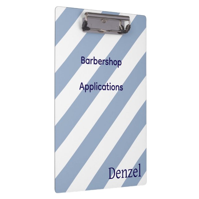 Pranchetas Cute Blue & White Stripe Barbershop Clipboard  (Direita)