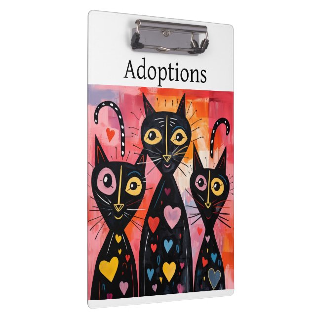 Pranchetas Cute Cat Love Red Hearts Clipboard  (Direita)