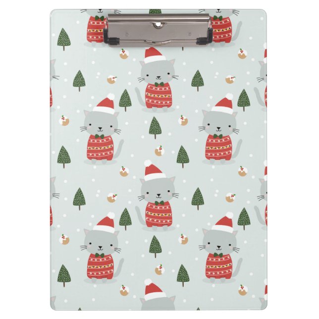 Pranchetas Cute Christmas Cat Pattern – Festive Holiday  (Frente)
