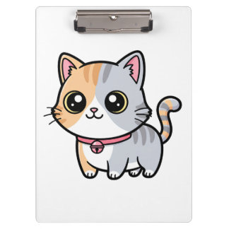 Pranchetas Cute Kawaii Cartoon Kitten Mascot