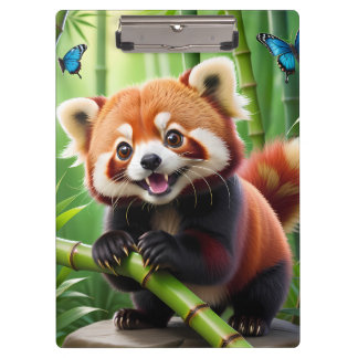 Pranchetas Cute Kawaii estilo Red Panda em uma Floresta Bambo