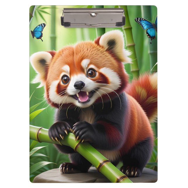 Pranchetas Cute Kawaii estilo Red Panda em uma Floresta Bambo (Frente)