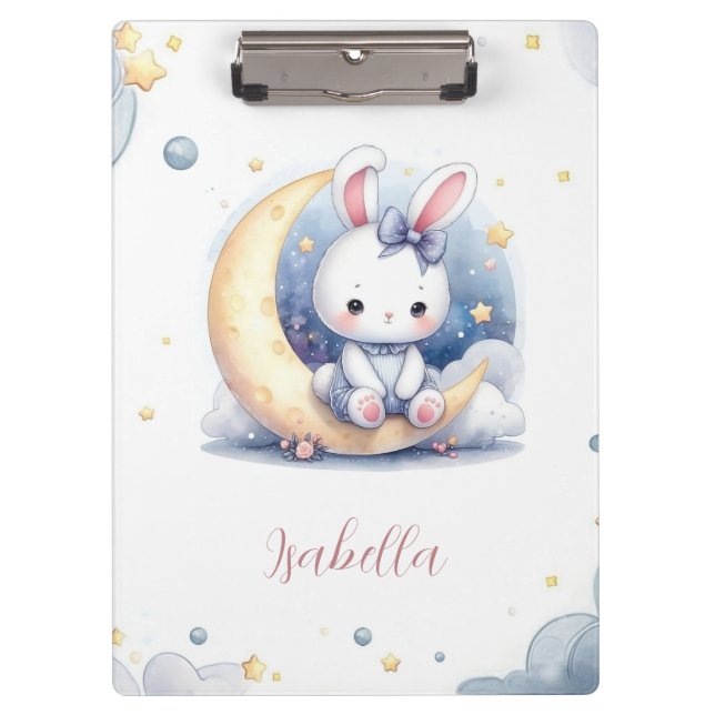 Pranchetas cute little bunny sitting on the moon  (Frente)