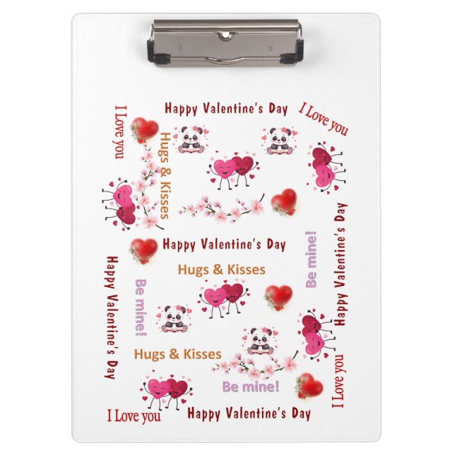 Pranchetas Cute Love Red Hearts Clipboard  (Frente)