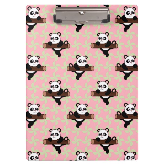 Pranchetas Cute Panda Pattern on Pink – Kawaii Seamless  (Frente)
