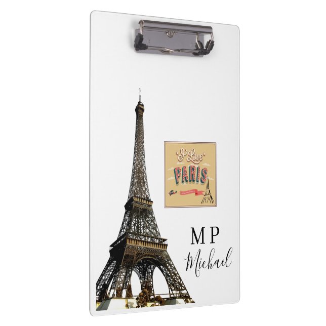 Pranchetas Cute Personalized Paris France Clipboard  (Direita)