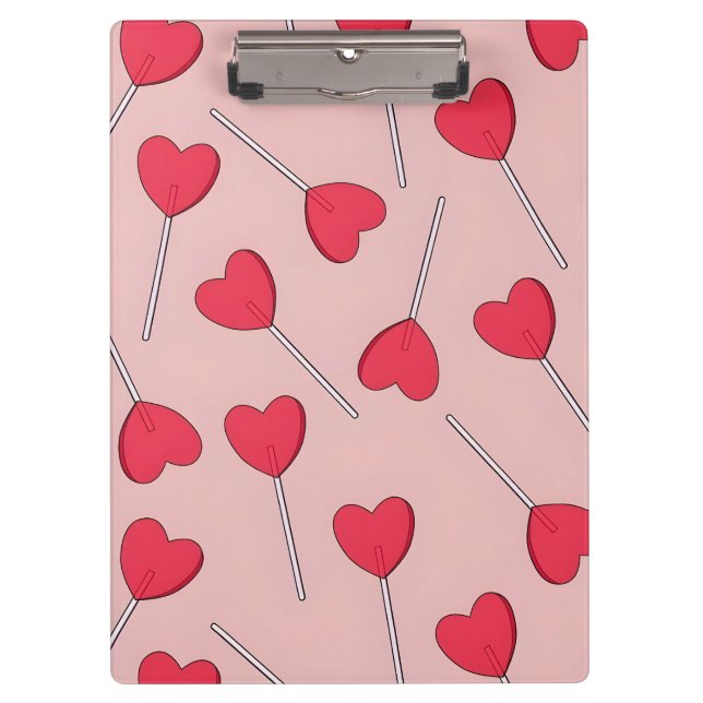 Pranchetas Cute Pink Heart Lollipops Seamless Pattern (Frente)