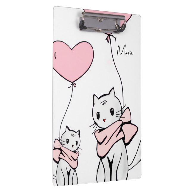 Pranchetas Cute Pink Kitten Cats Hearts Clipboard  (Direita)