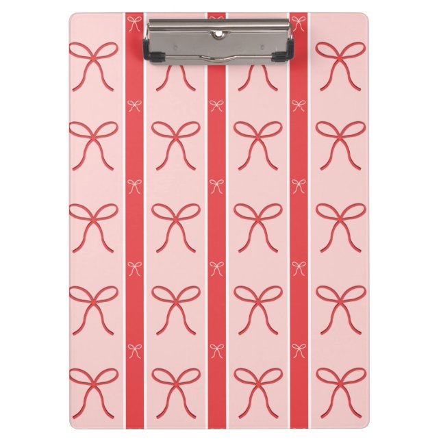 Pranchetas Cute Pink Ribbon Striped Pattern (Frente)