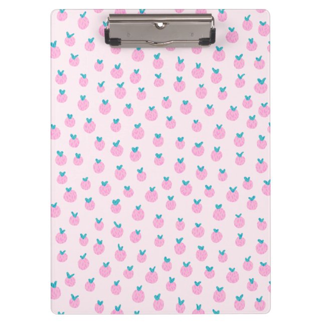 Pranchetas Cute Pink Strawberry Pattern – Kawaii Girly (Frente)