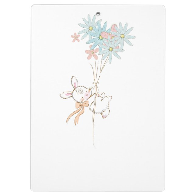 Pranchetas Cute rabbits with flowers notebook (Verso)