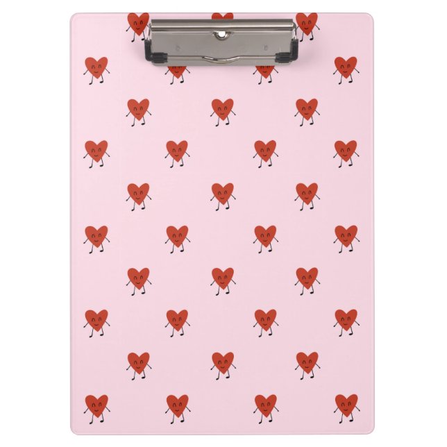 Pranchetas Cute Red Hearts Seamless Love Pattern on Pink (Frente)