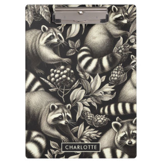 Pranchetas Cute Vintage Racoon Seamless