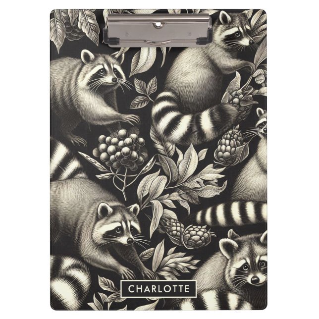 Pranchetas Cute Vintage Racoon Seamless (Frente)