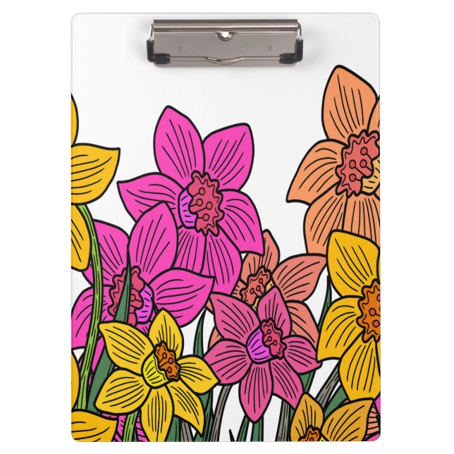 Pranchetas Daffodils Coloridos Flores Design (Frente)