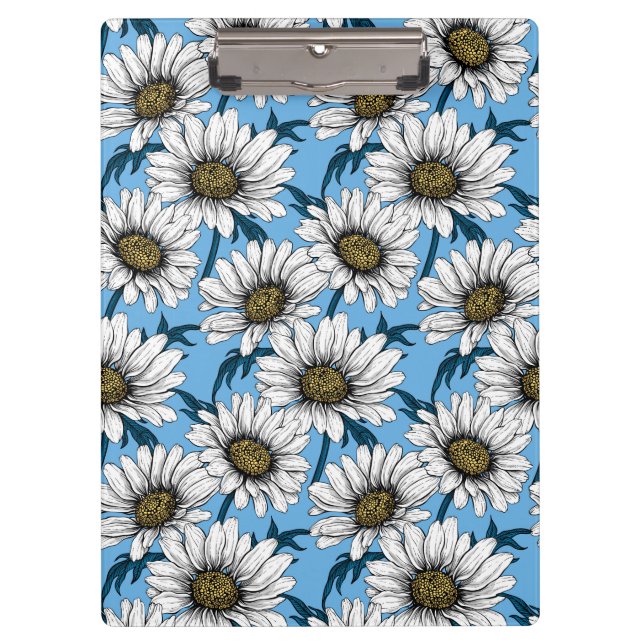 Pranchetas Daisies, flores silvestres em azul (Frente)