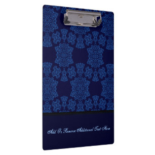 Pranchetas Damasco cor-de-rosa de Tudor (azul) (monograma)
