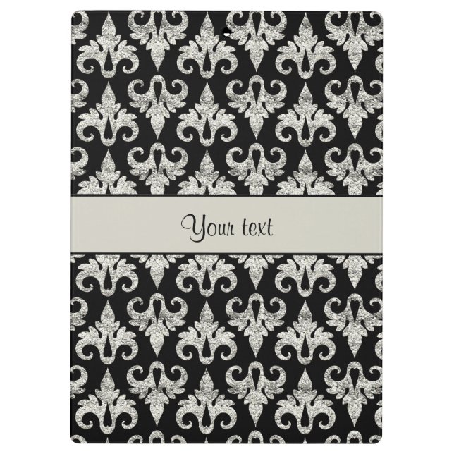 Pranchetas Damasco de prata Sparkly chamativo do brilho (Verso)