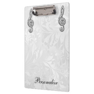 Pranchetas Damasco floral personalizado da nota da música do