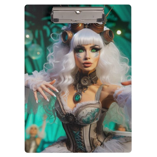 Pranchetas Dançarino Verde Futurístico Vitoriano Steampunk (Frente)