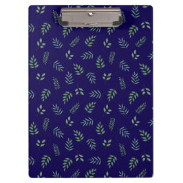 Pranchetas Dark Blue Clipboard with Elegant All-Over Leaf Des