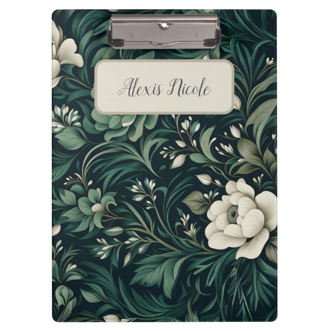 Pranchetas Dark Emerald Green Floral (Frente)