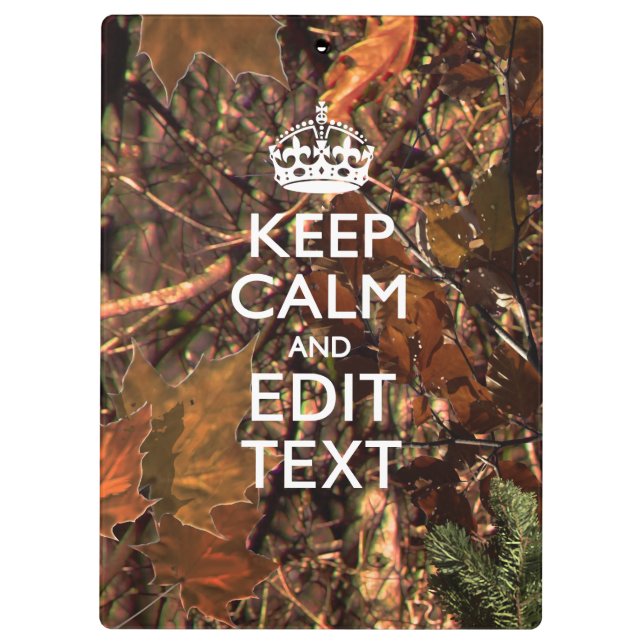 Pranchetas Deep Woods Camo Fall Keep Calm Your Text (Verso)
