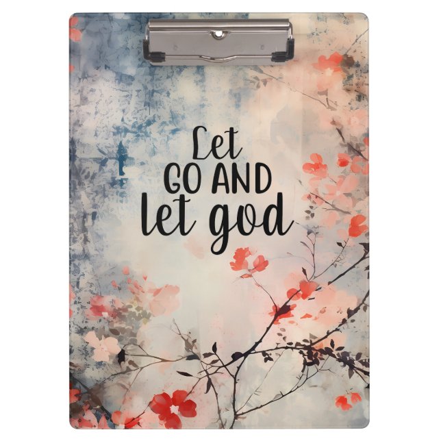 Pranchetas Deixe Deus Coral Blue Floral Art Christian (Frente)