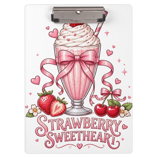 Pranchetas Delicioso Milkshake de Morango Rosa (Frente)