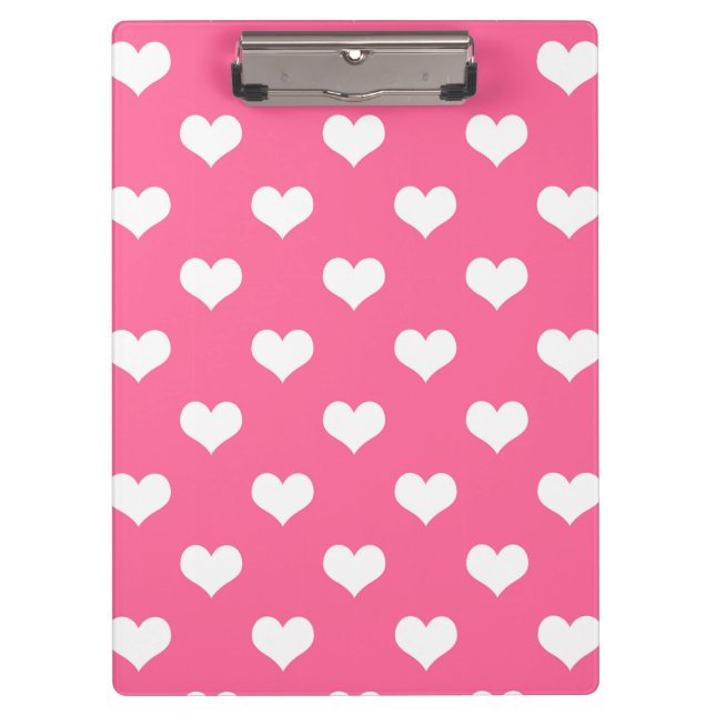 Pranchetas Desenho de Corações Lindos Rosa Branco (Frente)