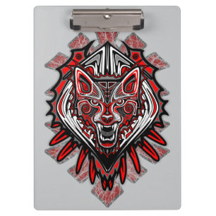 Pranchetas Desenho de Totem Tribal Haida de Lobo