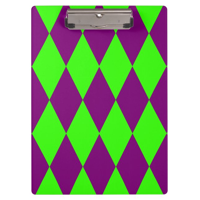 Pranchetas Desenho Xadrez Arlequim Verde Roxo (Frente)