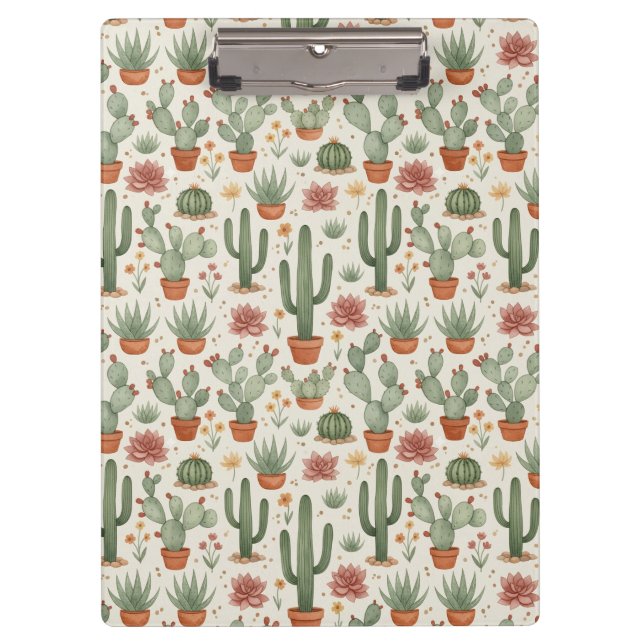 Pranchetas Desert Cacti Succulent Seamless Pattern (Frente)