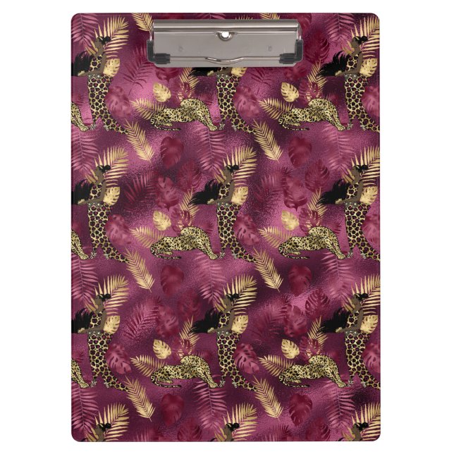 Pranchetas Design 10 da Série Burgundy e Dourada Leopard (Frente)