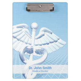 Pranchetas Design Azul 3D Caduceus Branco Médico