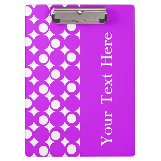 Pranchetas Design de Bola de Mod Roxo com texto personalizado (Frente)
