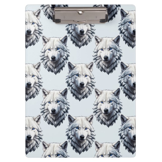 Pranchetas Design de Padrão da Cabeça do Lobo Branco - Branco (Frente)