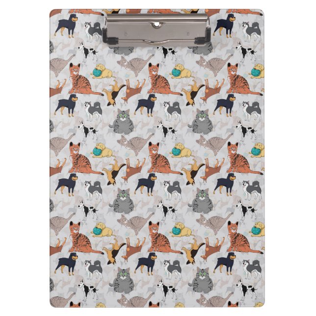 Pranchetas Design de padrão de cachorros e gatos fofos (Frente)