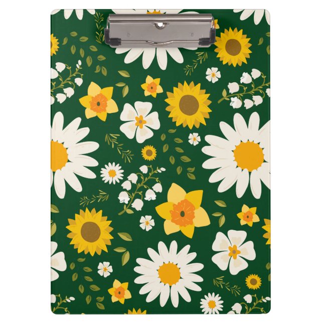 Pranchetas Design Floral Amarelo Branco Elegante Moderno (Frente)