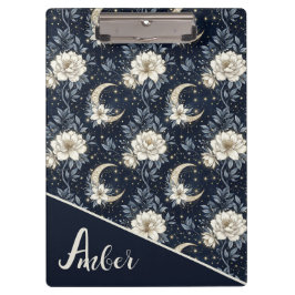 Pranchetas Design Floral Celestial de Meia-Noite & Lua Cresce