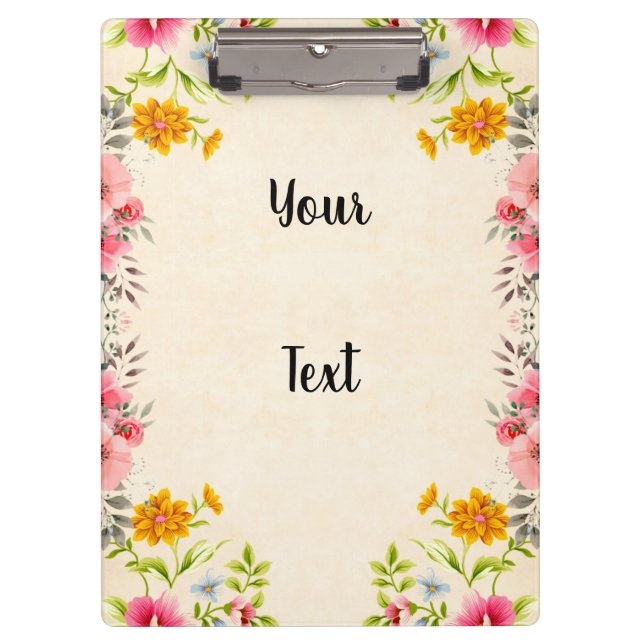 Pranchetas design floral elegante com o seu texto (Frente)