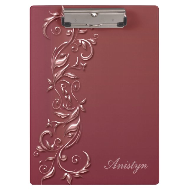 Pranchetas Design Ornate em Rosa Dourado Elegante (Frente)