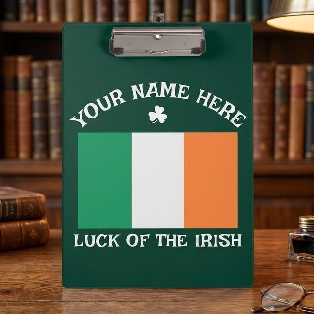 Pranchetas Dia de São Patrício Bandeira da Irlanda Nome Perso (Criador carregado)