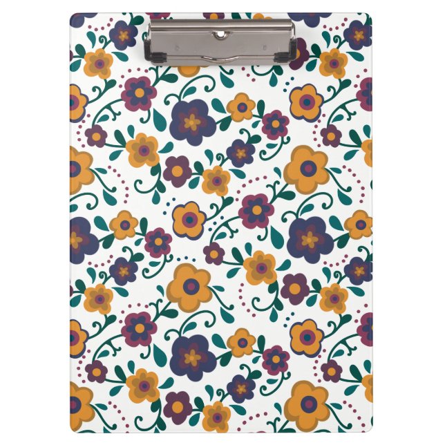 Pranchetas Ditzy Folk Art Retro Daisy, de 70 anos, em Jewel T (Frente)