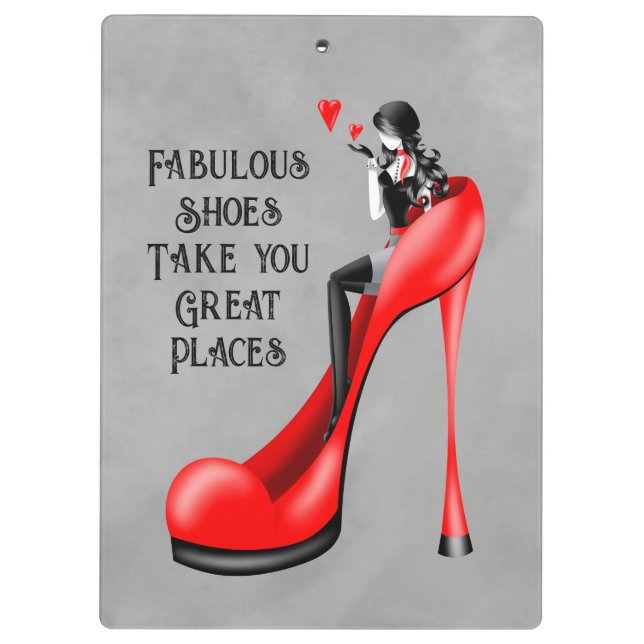 Pranchetas Diva da Moda de Vermelho Stiletto  (Verso)