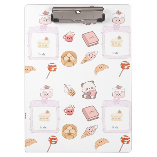 Pranchetas Doces Tratamentos Kawaii Rosa Fofo Design de Sobre (Frente)